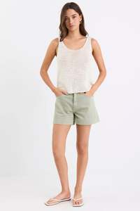 Among The Brave: Among The Brave Rumble Khaki Denim Shorts - Khaki