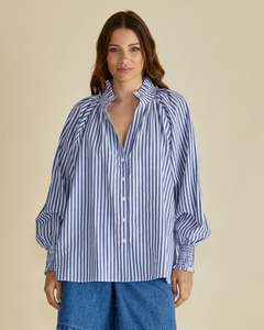 Good Friday Discount: Betty Basics Romi Shirt - Navy Stripe
