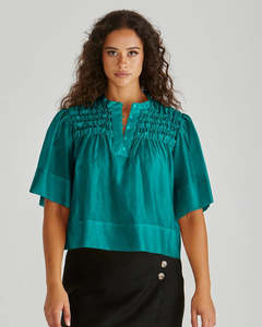 Sass Fillip Ruffle Yoke Blouse - Sea Green