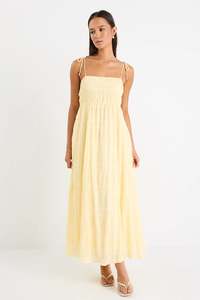 Ivy Jack: Ivy + Jack Offshore Butter Shirred Cotton Strappy Maxi Dress