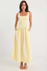 Stories Be Told Gilded Butter Sleeveless Square Neck Maxi Dress