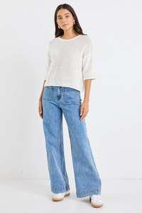 Good Friday Discount: RE: Union Sunrise Ivory SS Crochet Knit Top