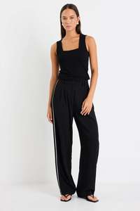 Among The Brave Collective Black Piped Trim Pants - Black