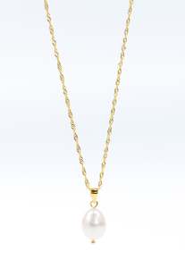 Necklaces: Willow Luxe Florence Pearl Pendant Necklace - Gold