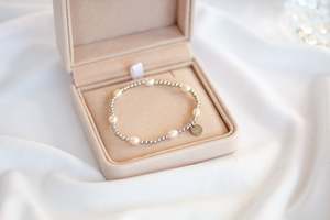 Willow Luxe Esme Pearl Beaded Bracelet - Silver