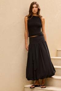 Stories Be Told Intensity Black Bubble Midi Skirt
