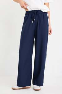 Stories Be Told Townie Blue Side Stripe Elastic Waist Pants - Blue