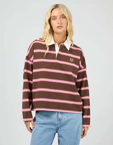 Good Friday Discount: All About Eve Avery Rugby Top - Brown/Pink