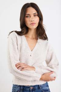 Among The Brave: Among the Brave Wholesome Oat Chunky Knit Cardigan - Ecru
