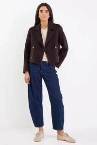 Ivy Jack: Ivy + Jack Reverie Chocolate Melton Double Breasted Peacoat