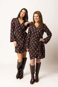 Leila + Luca Wrap Me Dress - Cocoa Dot