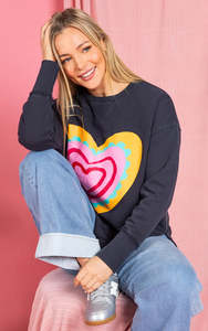 Elm Flaming Heart Crew - Navy