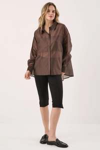 Sass: Sass Val Oversized Shirt - Chocolate