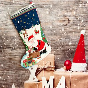 Products: Stocking – Santa Left – StitchGirl