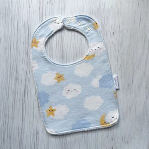 Products: Feeding Bib – Clouds & Stars – StitchGirl