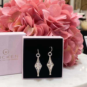 Earrings: Wicken: Baby Lantern Earrings - Silver/Rose Quartz