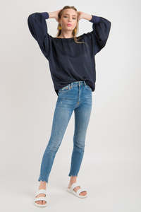 Cuff Sleeve Top - Navy