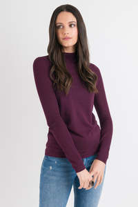 Long Sleeve Tops: Turtle Neck - Merlot