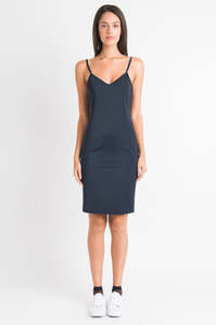 Slip Dresses: V Neck Slip - Black