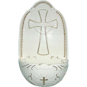 Church Supplies: Holy Water Font: Glazed Porcelain 12.5cm