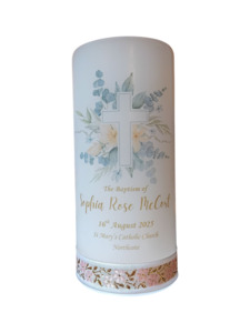 Candles: Baptism Candle 14cm: Floral 1