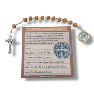 Religious Items: SJB Handmade St Benedict Medal Pocket Rosary