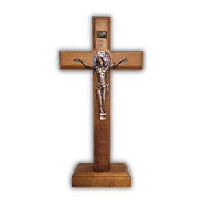 St Benedict Standing Wood Crucifix (31cm)