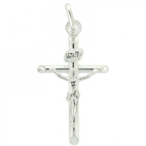 Crucifixes Crosses: Crucifix (3cm): Sterling Silver with Chain