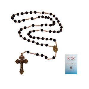 SJB Handmade Rosary - Black Glass Bronze