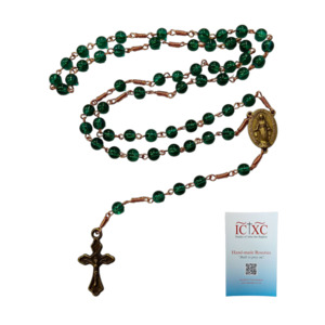 SJB Handmade Rosary - Emerald Glass