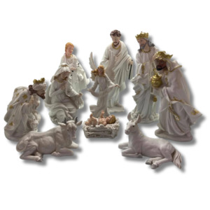 White Christmas Nativity Set: 29cm