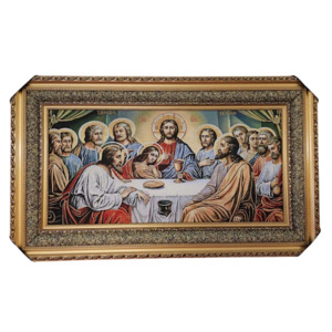 Religious Items: The Last Supper - Icon Gold Frame Tapestry (100cm x 59cm)