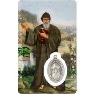 St Charbel - Laminated Card & Medal