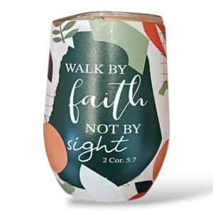 Gifts Cards: Tumbler Mug St/Steel 360ml - Walk by Faith - Beige