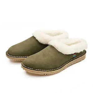 shoes: Sheepskin Slippers - Khaki Green