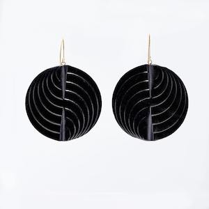 Accessories: Leather Earrings Black