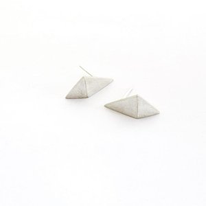 Frontpage: Folded Triangle Drop Earring Studs in Brass or Silver