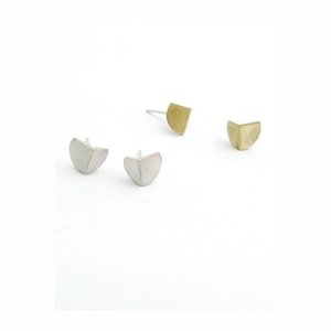 Frontpage: Folded Semi-Circle Earring Studs in Brass or Silver