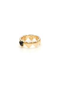 Gold: BAND OF HEARTS RING ONYX - 9K GOLD