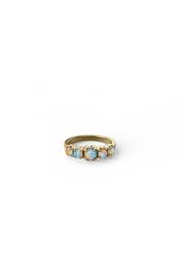 Gold Plated: HALO CLUSTER RING BELLO OPAL - GOLD PLATED