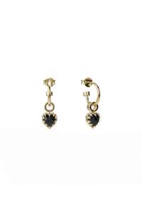 Onyx: LOVE CLAW ANCHOR EARRINGS ONYX - GOLD PLATED
