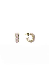 Love Claw 1: HALO CLUSTER EARRING ROSE QUARTZ- GOLD PLATED