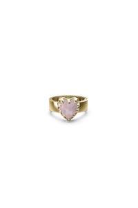 Rose Quartz: LOVE CLAW RING ROSE QUARTZ - GOLD PLATED