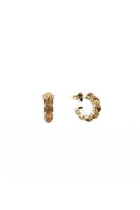 Gold Plated Earrings: HALO CLUSTER EARRINGS CITRINE - GOLD PLATED