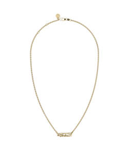 Necklaces: SCRIPTED PIN NECKLACE - GOLD PLATED