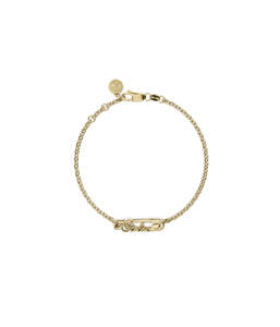Bracelets: SCRIPTED PIN BRACELET - GOLD PLATED
