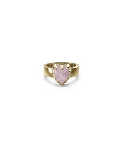 LOVE CLAW RING ROSE QUARTZ - GOLD VERMEIL