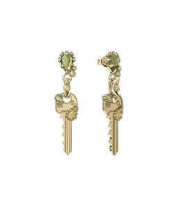 Earrings Collection All: CRYSTALLISED KEY EARRINGS - GOLD PLATED