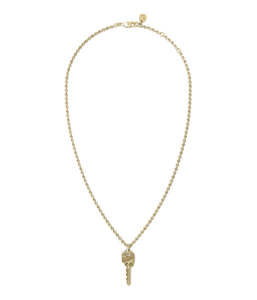 Necklaces: CRYSTALLISED KEY NECKLACE - GOLD PLATED