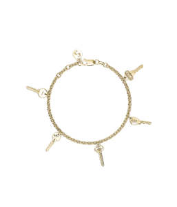 Bracelets: MINI KEY CHARM BRACELET - GOLD PLATED